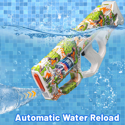 ENJOYS JOYFULLY Automatic Water Reload Electric Water Gun（Green Dinosaur）