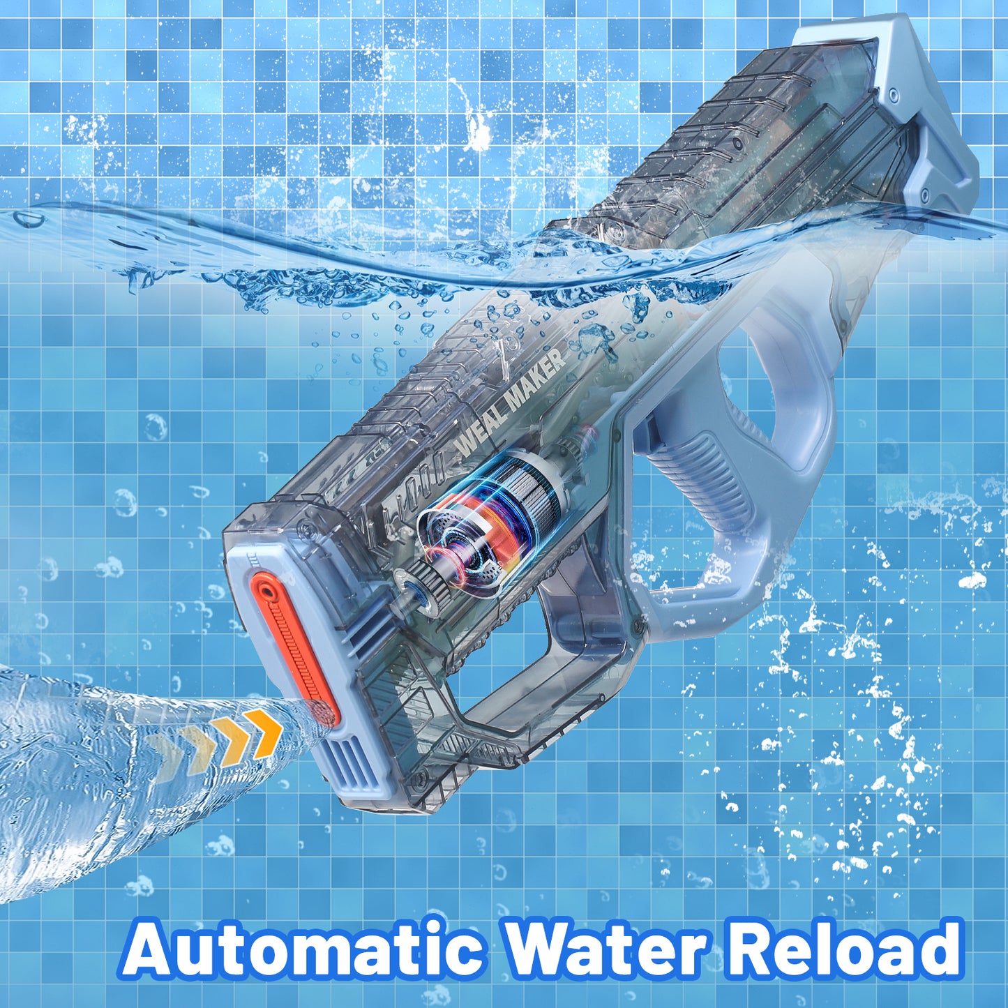 ENJOYS JOYFULLY Automatic Water Reload Electric Water Gun（Blue）