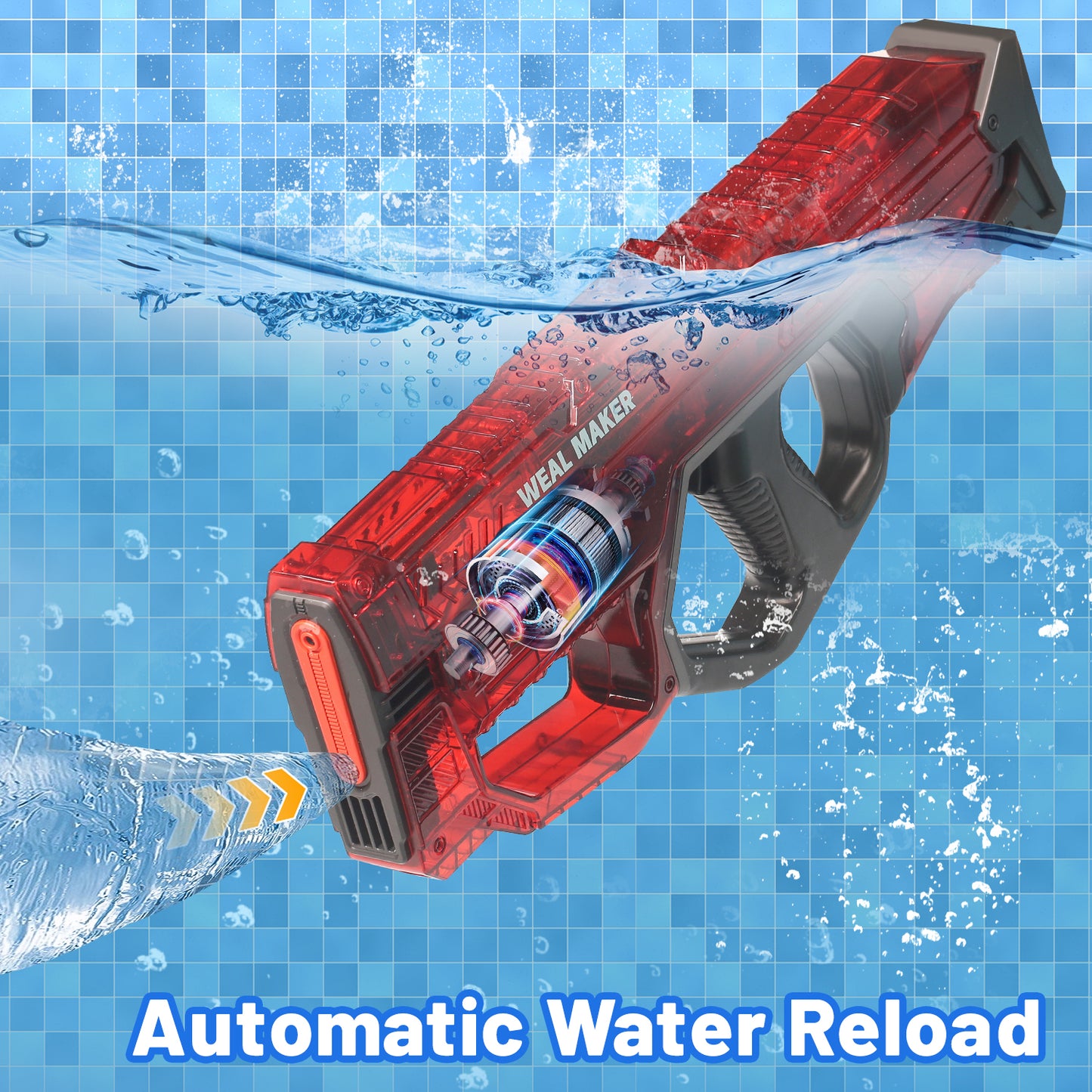 ENJOYS JOYFULLY Automatic Water Reload Electric Water Gun（Red）