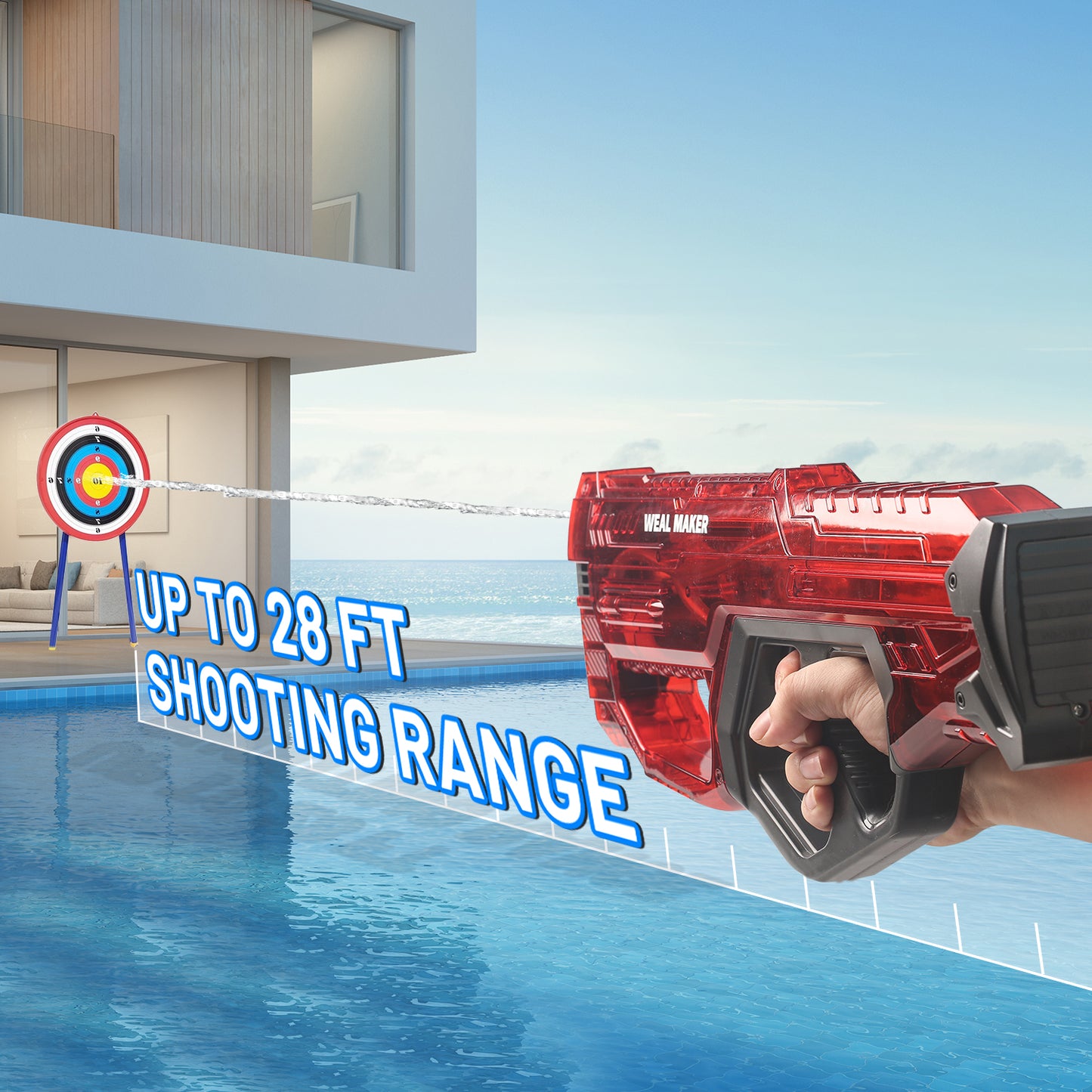 ENJOYS JOYFULLY Automatic Water Reload Electric Water Gun（Red）