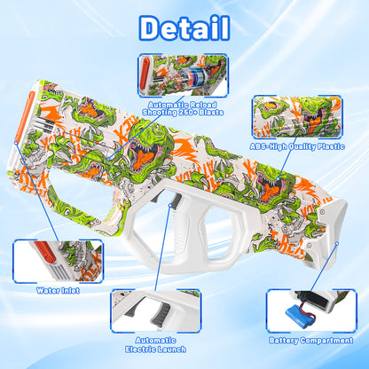 ENJOYS JOYFULLY Automatic Water Reload Electric Water Gun（Green Dinosaur）