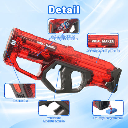 ENJOYS JOYFULLY Automatic Water Reload Electric Water Gun（Red）